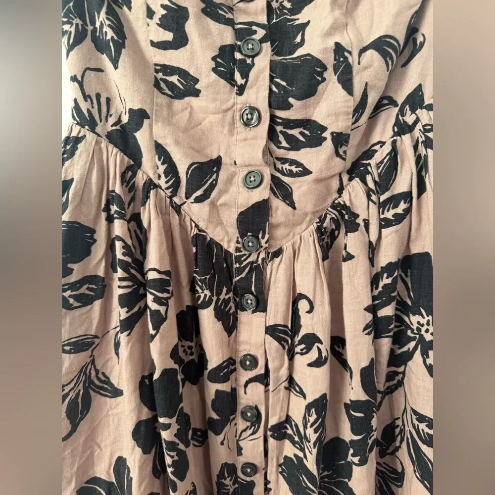 Free People Perfect Sundress Linen Blend Floral Midi Dress XS